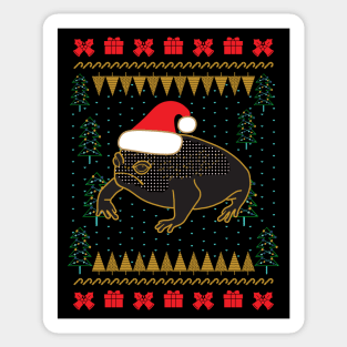 Black Desert Rain Frog Ugly Christmas Sweater Sticker